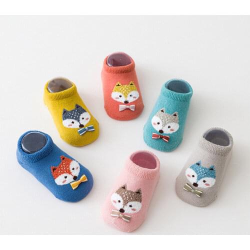 Baby Girl Socks Newborn Childrens Christmas Floor Socks Autumn Winter Fox Bowknot Cartoon Thick Anti-slip Clothes Cheap Stuff