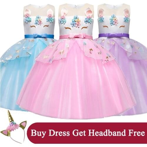 Unicorn Dress Halloween Carnival Princess Costume Kdis Dresses for Girls Birthday Party Clothing Wedding Evening Girls Clothes