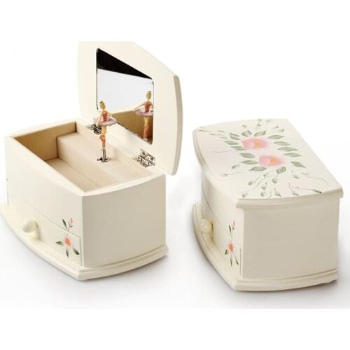 Simple and modern Wood Dancing Ballerina Music Box photo frame jewelry box Souvenir crafts birthday Christmas gift For daughter