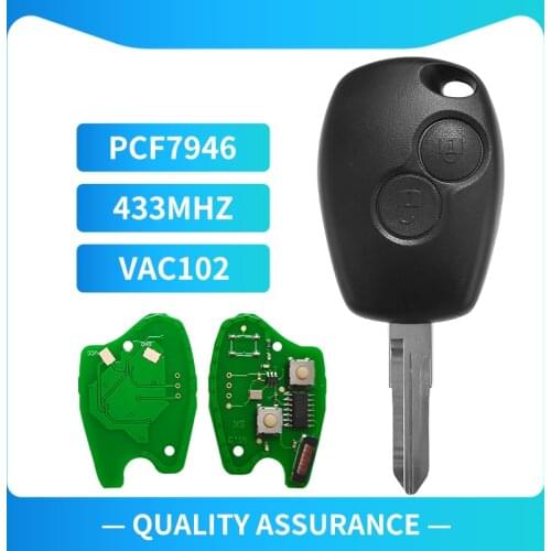 5pcs /lot) Remote Car Key Fob 2 Button 433Mhz PCF7946 VAC102 For Renault Kangoo Clio III Modus Traffic Master