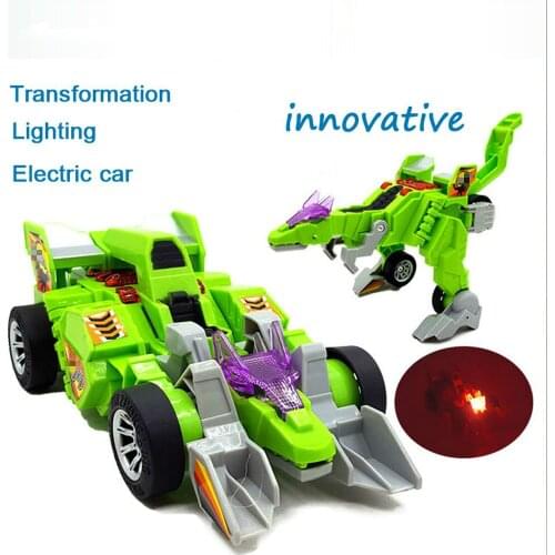 Promotion, Dinosaur Transformation Electric Car Sound and Lighting Multi-functional Toys Robot Model Gifts for Children