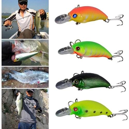 1PCS 7.5cm Fishing Lure Artificial Crank Hard Bait Plastic Lifelike Fishing Wobblers Fish Lures with Two Treble Hooks