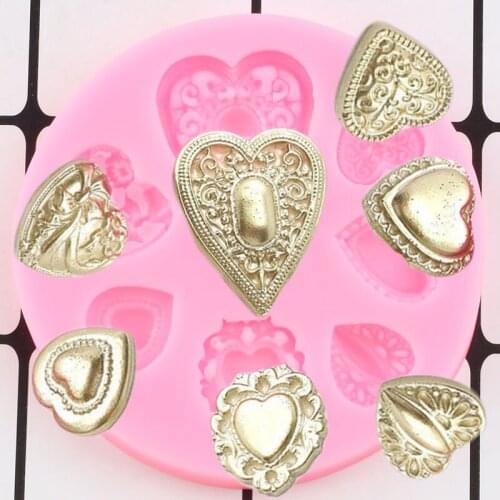 Heart Shaped Gem Silicone Mold Cupcake Topper Fondant Molds Wedding Cake Drcorating Tools Chocolate Gumpaste Moulds Clay Mould