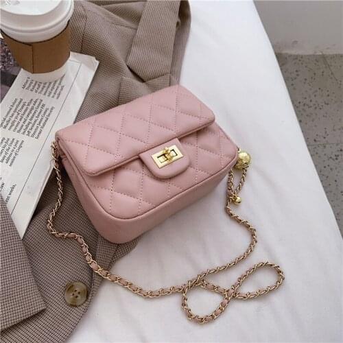 PU Leather Purses and Handbags for Women 2021 Designer Luxury New Girls Female Shopper Elegant Rhombus Little Golden Ball Wallet