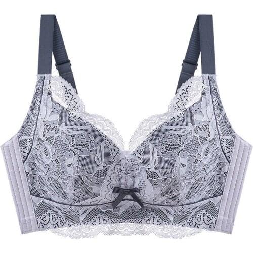 Women Full Coverage Wire Free Non-Foam Lace Bra 34 36 38 40 42 B C D E F