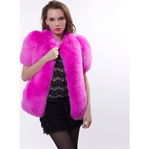 Fox fur vest fox fur outerwear puff sleeve vest womens full leather genuine leather outerwear short-sleeve