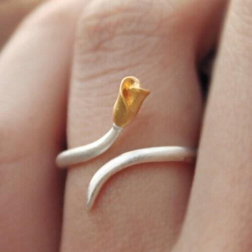 Exaggerated Personality Silver Color Flower Rings for Women Adjustable Size Rings Fashion Wedding Jewelry