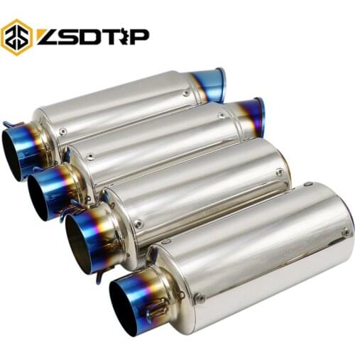 ZSDTRP Stainless Steel Mirror Motorcycle Exhaust SC GP Racing Scooter Muffler Pipe For Most 50.8mm 60mm Project Motorbike