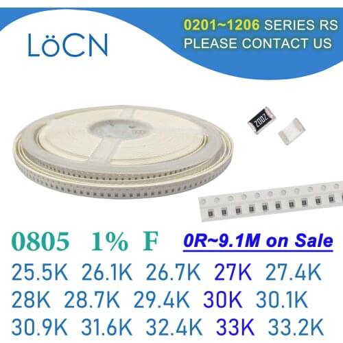 0805 1% 5000PCS SMD Resistor F 25.5K 26.1K 26.7K 27K 27.4K 28K 28.7K 29.4K 30K 30.1K 30.9K 31.6K 32.4K 33K 33.2K 2012 OHM