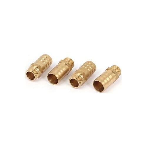 1/4BSP Male Thread 14mm Inner Dia Brass Hose Barb Coupler Fitting Connector 4pcs