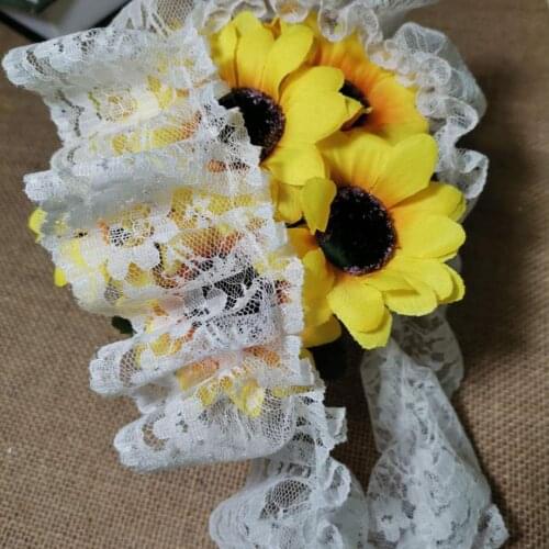 1Yard 91cm Pleated black Lace Flowers Fabric 5.5cm Guipure Trim Lace Ribbon Dress Craft Supplies Sewing koronka dentelle QT7