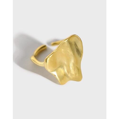 100% real. Authentic 925 Sterling silver White/ Gold Irregular Big Geometric Ring ADJUST jEWELRY TLJ1431