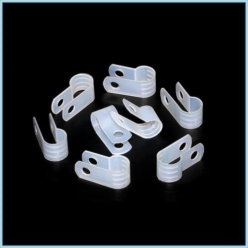 100pcs 10.4mm white wire clip insulation card R type wire clip fixed plastic clip wiring fixed button
