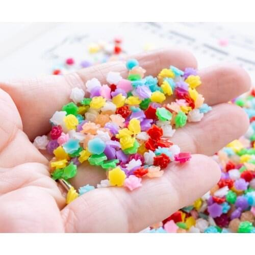 1000Pcs 5.5mm Flower Cabochons, Tiny Roses, Semi-Translucent Colors 5mm rose flower mix flatback, cabochon jewelry tiny flowers