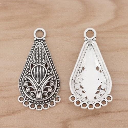 20 Pieces Tibetan Silver Boho Chandelier Multi Strand Connectors Charms Pendants for Earrings Jewellery Making 40x20mm