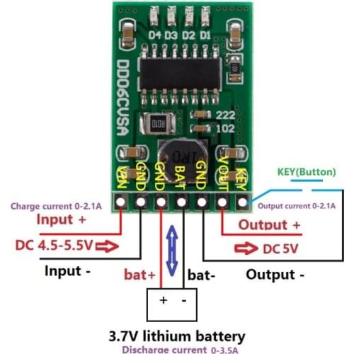 2021 New 5V/2.1A Charge Discharge Boost Protection 3.7V 4.2V Battery DC-DC UPS DIY Module