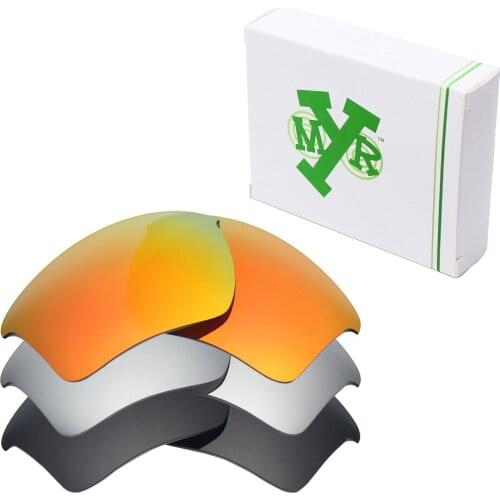 3 Pairs Mryok POLARIZED Replacement Lenses for Oakley Half Jacket 2.0 XL Sunglasses Stealth Black & Fire Red & Silver Titanium