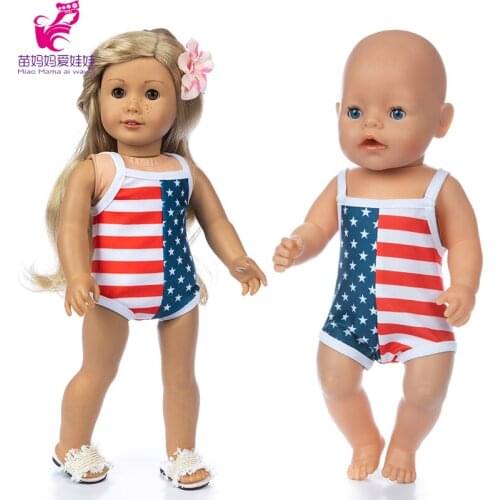 43 Cm Baby Doll American Bikini with Flower 18 Inch Dolls Swimming Suit Doll Clothes