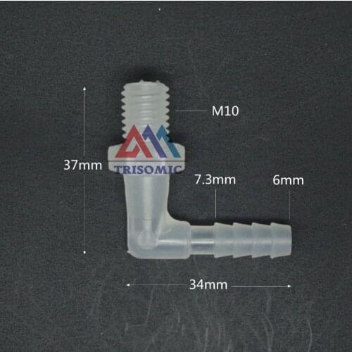 6*M10 Elbow screw thread type Aquarium Connector Tube Joiner Material PP Plastic Fitting Tank Airline acid and alkali resistant