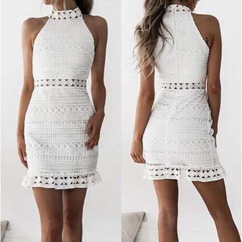 Bandage office Dresse Women sexy dresses Lace white Sleeveless Bodycon Party Pencil Dress