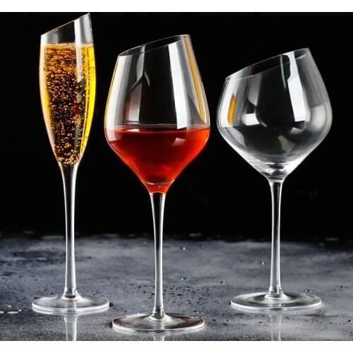 Oblique Mouth Red Wine Glass Champagne Glass Creative Burgundy Bordeaux Wine Goblet Glass Ccup Bar Restaurant Drinking Utensils