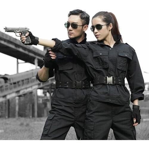 Black Hunting Clothes Military Uniforms Mens Hunting Clothing Tactical Combat Shirt +Cargo Pants Outdoor Army Ghillie Suit Men