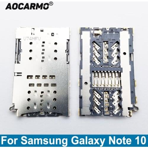 Aocarmo SIM Reader Card Holder On Board Connector For Samsung Galaxy Note 10 Replacement Parts