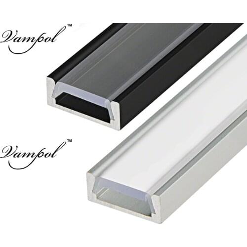 Vampol Lanpshade holders customized length Aluminum Channel for surface mounted flash line LED strip lights with Opal Cover