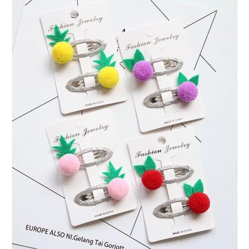 2 PCS New Cute ball Fruit Baby Headdress Girls Hairpins Kids BB Hair Clips Children Hair Accessories