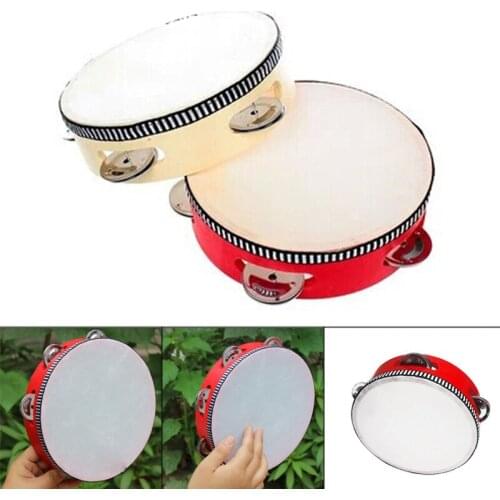 Kids Mini Drum Early Educational Musical Instrument Toys Wooden Hand Cymbals Drum for Children 6 Inches ASD88