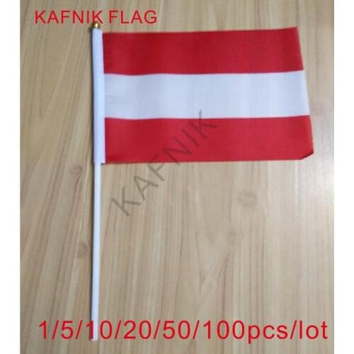 KAFNIK/10/20/50/100pcs Austria Fabric Flags 14*21CM with Plastic Hand Held,free shipping