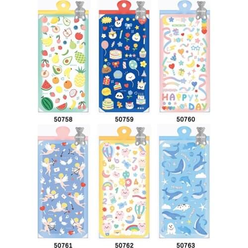 Kawaii Colorful Laser Stickers Fruit Cupid Party Animal Hand Account Material Decoration Sticker