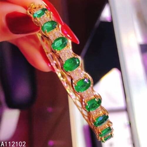 KJJEAXCMY fine jewelry 925 sterling silver inlaid natural emerald new girl noble hand bracelet supports test Chinese style