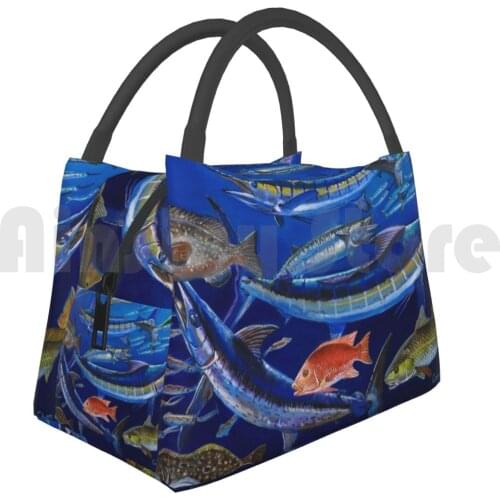 Cooler Lunch Bag Picnic Bag Gamefish Collage Gamefish Fishing Sailfish Marlin Redfish Hog Snapper Mahi Dolphin