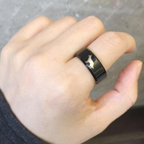 MANGOSKY Dog Ring Black Silver Gold Titanium Ring For Men and Women Personalized Ring Customize Ring Engraved Ring