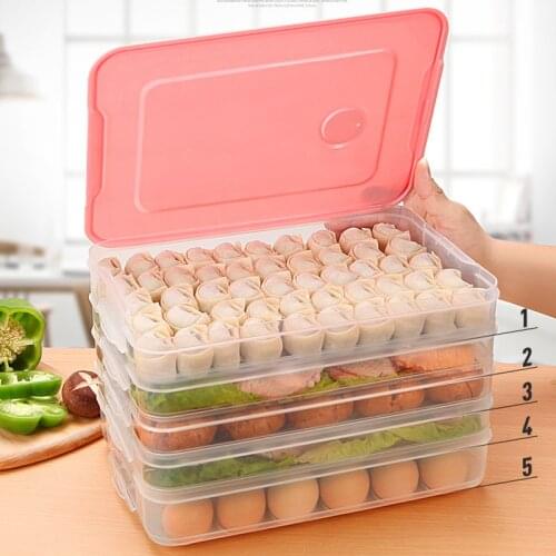 Multi-Layer Dumpling Box Food Storage Container Box Plastic Refrigerator Storage Case Home Organizer Grains Kitchen Organizer