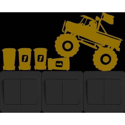 Cartoon Truck Glow in the Dark Wall Stickers Funny Light Switch Decorative Sticker Kid Room Laptop Car Decoration Luminous Decal
