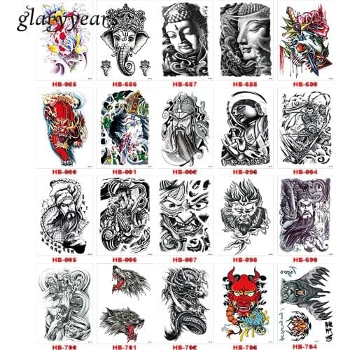 20 Designs 1 Piece Flower Arm Pattern Tattoo Sticker Tiger Dragon Totem Design Temporary Tattoo Sticker DIY Cover the Scar Paper