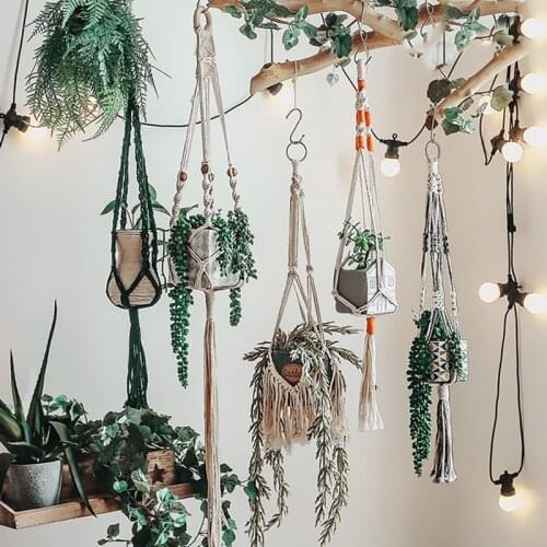 Handmade Plant Hanger Wall Hanging Flower /pot Hanger for Wall Decoration Macrame Hanging Baskets Knitted Hanging Baskets