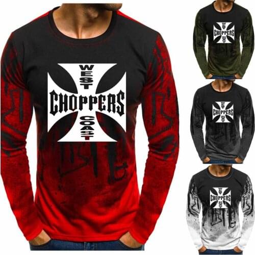 2021 NEW Casual FashionWest Coast Choppers Print Hooded Men Gradient O neck pullover pullover Fleece Hoodie
