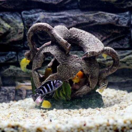 New Mysterious Egyptian Cave Jar With Moss Aquarium Decoration For Cichlid Hiding Fish Tank Artificial Bonsai Vase Ornament