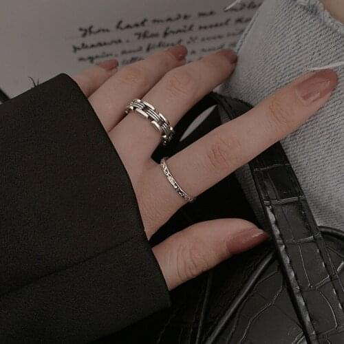 Open Adjustable Chain Joint Rings For Women Geometric Retro Korean Hollow Hot Fashion Simple Female Girlfriend Jewelry BOYULIGE