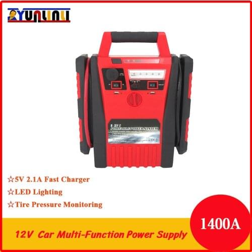 YUNLINLI 12V 1400A Portable Car Jump Starter Power Bank Battery Booster Car Air Pump With USB Charger Led Light Tire Inflation