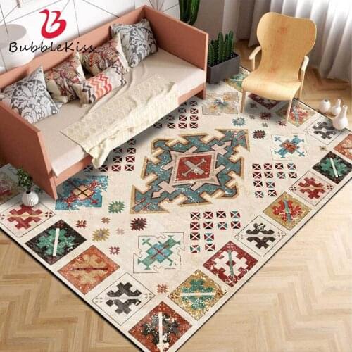 Bubble Kiss Home Decor Geometric Pattern Carpets Colorful Ethnic Style Customized Living Room Decor Rugs Sofa Anti-wrinkle Mats