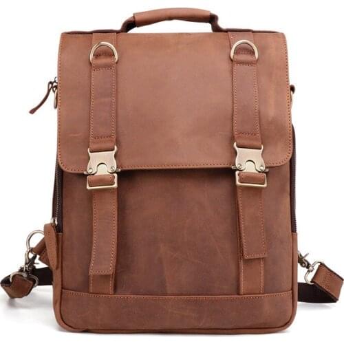 Genuine leather cowhide solid cover backpack large capacity outdoor travel bags for men