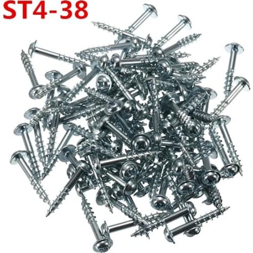 100pcs/lot ST4-20/25/38 Screws Zinc Plated Carbon Steel Cross Head Half-tooth Self-tapping Screw ST4 Wood Working Screw