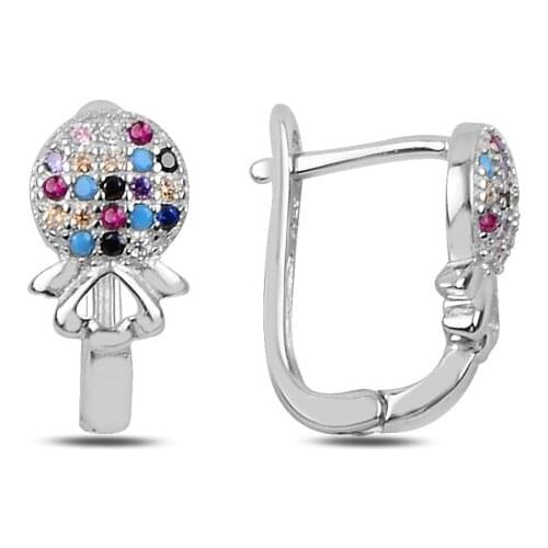 Silverlina Silver Zircon Stone J Earrings