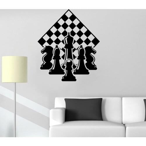 Chess Wall Decal Piece Player Chessmen Chess Board Vinyl Door Window Stickers Bedroom Living Room Home Decoration Mural M973