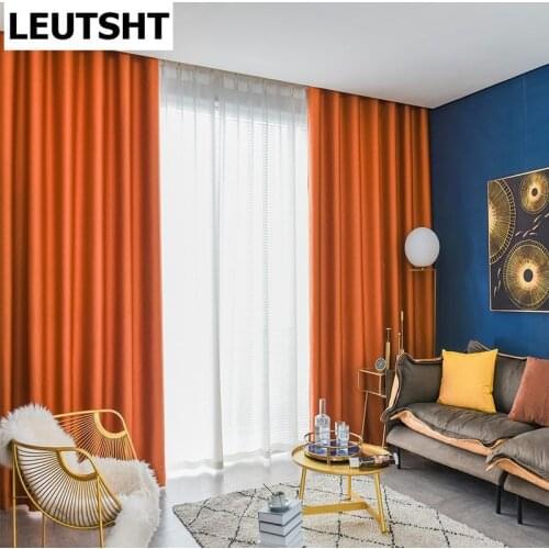 Modern Blackout Curtains For Living Room Bedroom Orange Curtains for Window Curtains Drapes Treatment Custom Size JK170Z