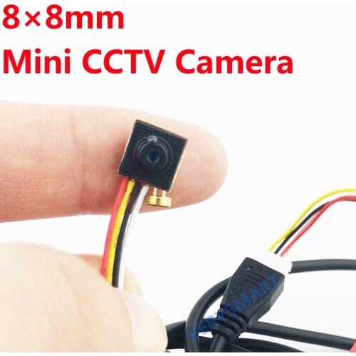 Super Small Mini Analog Camera with Audio 800TVL CMOS HD Color CCTV Lens Size 8x8mm Micro Small Mini Security Camera